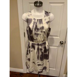 BCBG Max Azria "Jane" Gray & White Splatter Print Fit & Flare Dress, Size Medium